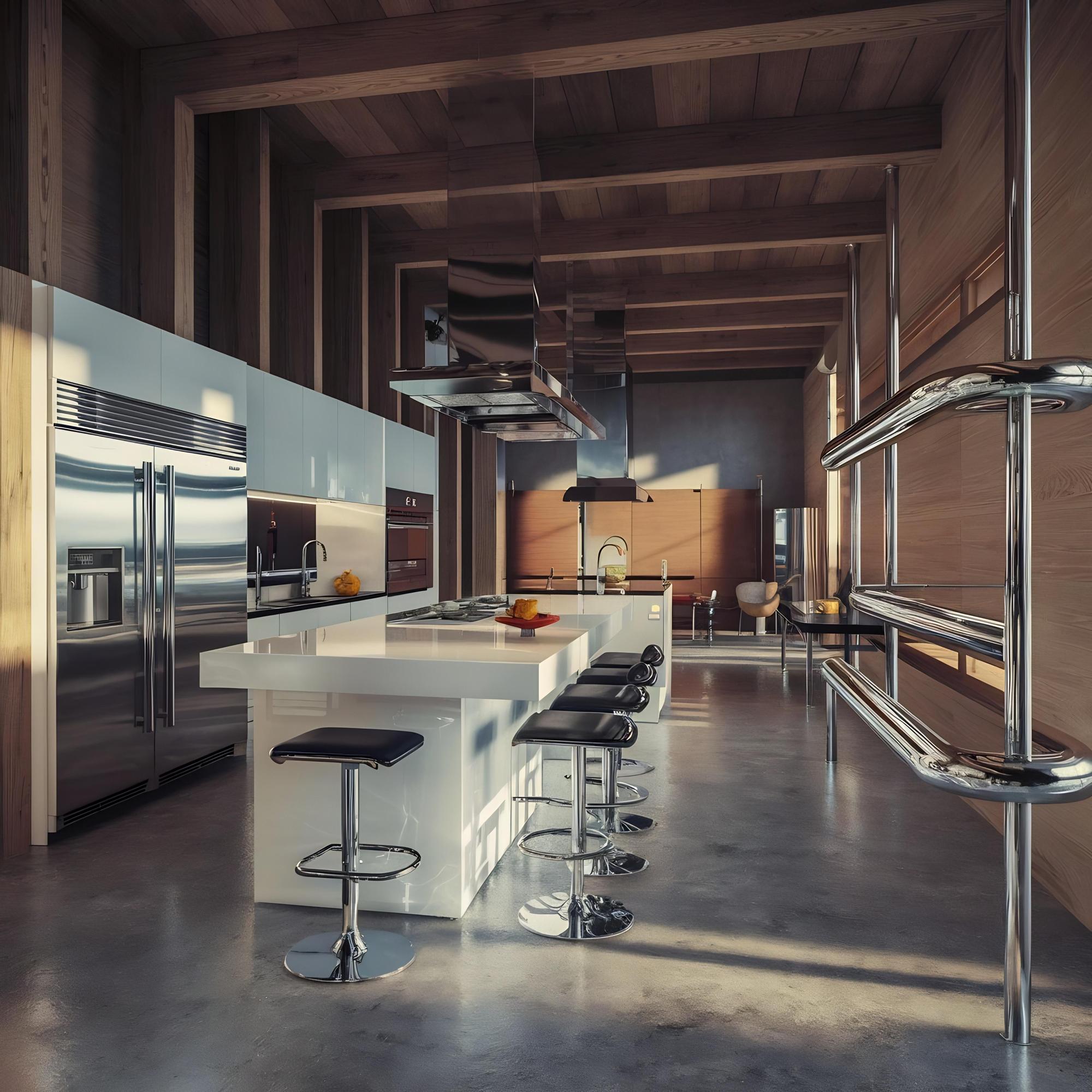 Interno laboratorio cucina con banchi e strumenti